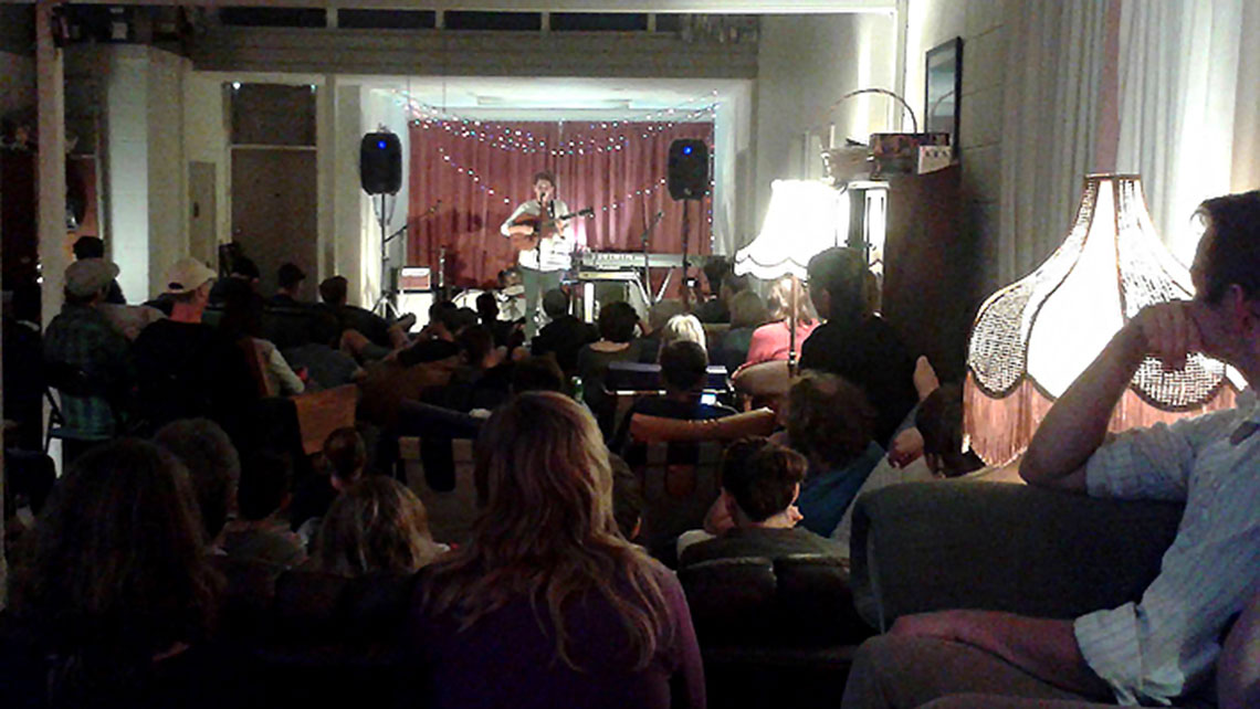 “Open Mic Night” at the Wharf - a “couch-surfing” community house reaching backpackers in New Zealand
